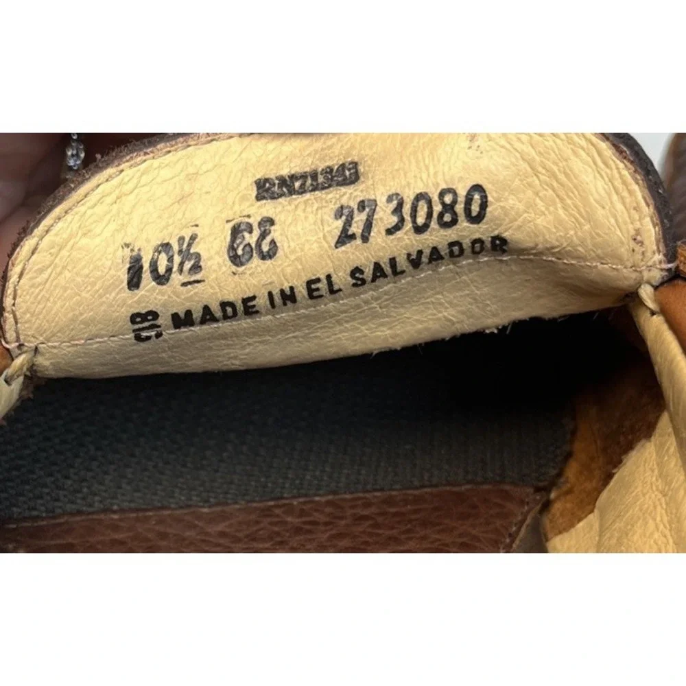 L.L. Bean Allagash Mens 10.5 EE Bison Leather Boat Shoes Slip-On Mock Toe 273080